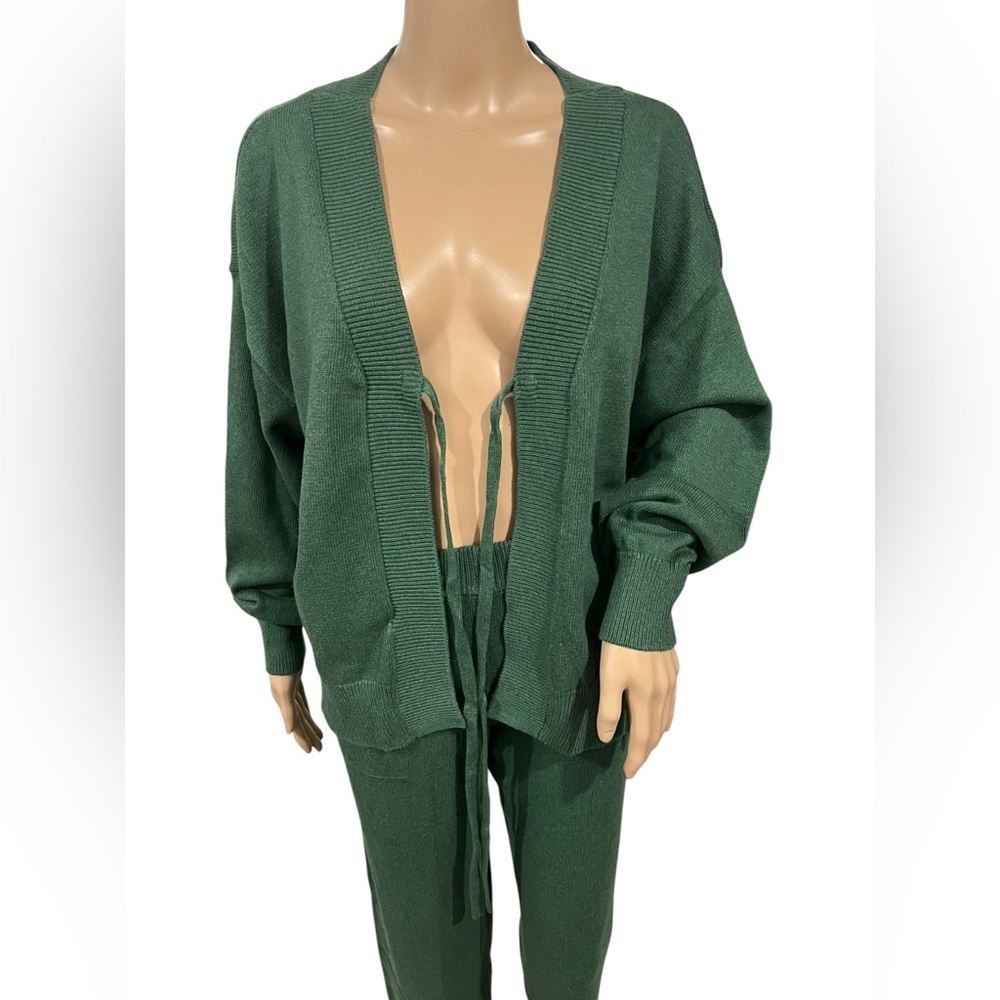 NWOT FREE PEOPLE BEACH Womens Solar Cardigan & Pants Set In Green Size Small - Picture 6 of 13